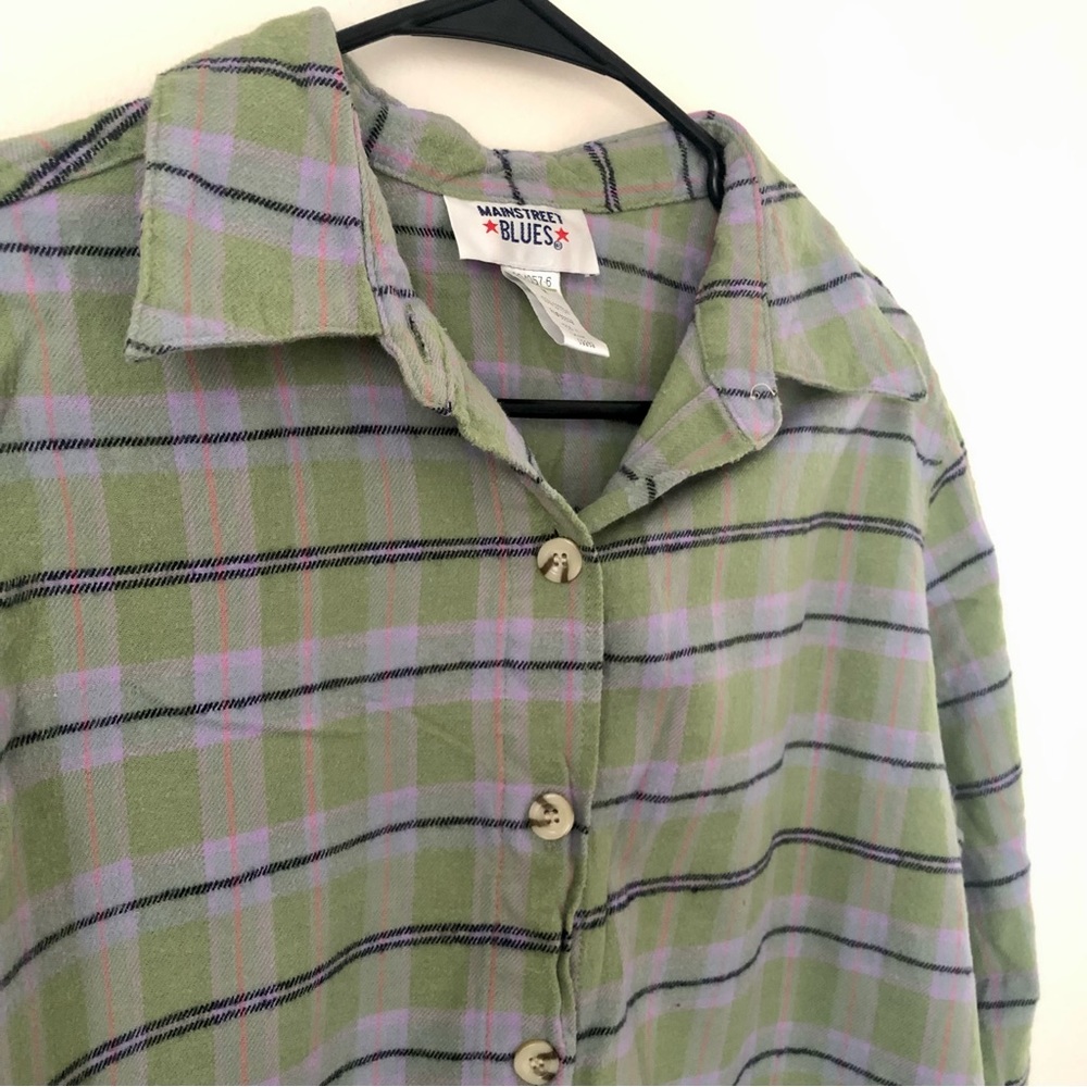 Green Main Street Blues Flannel